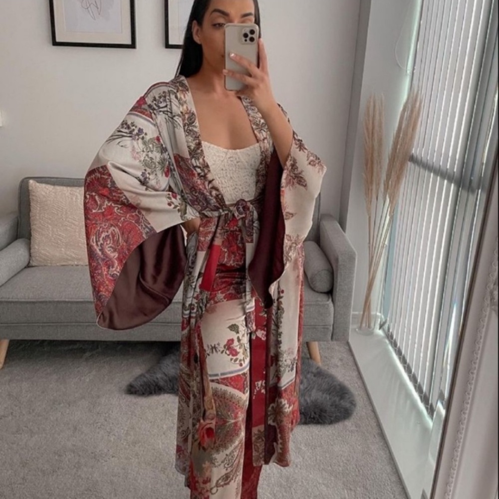 Zara Patchwork Print Pants Multicolor Medium NWT - image 8